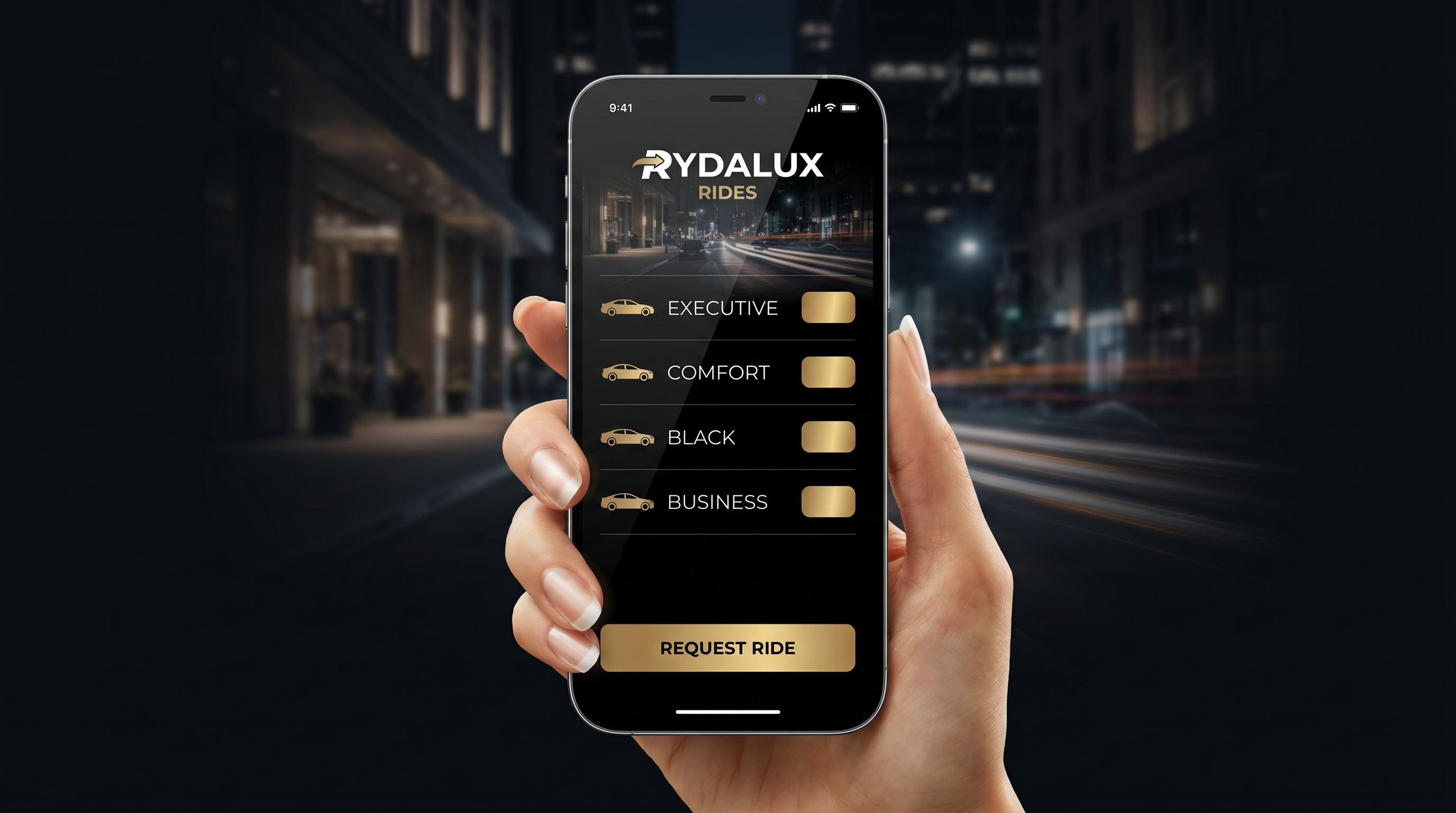 RYDALUX app ride selection